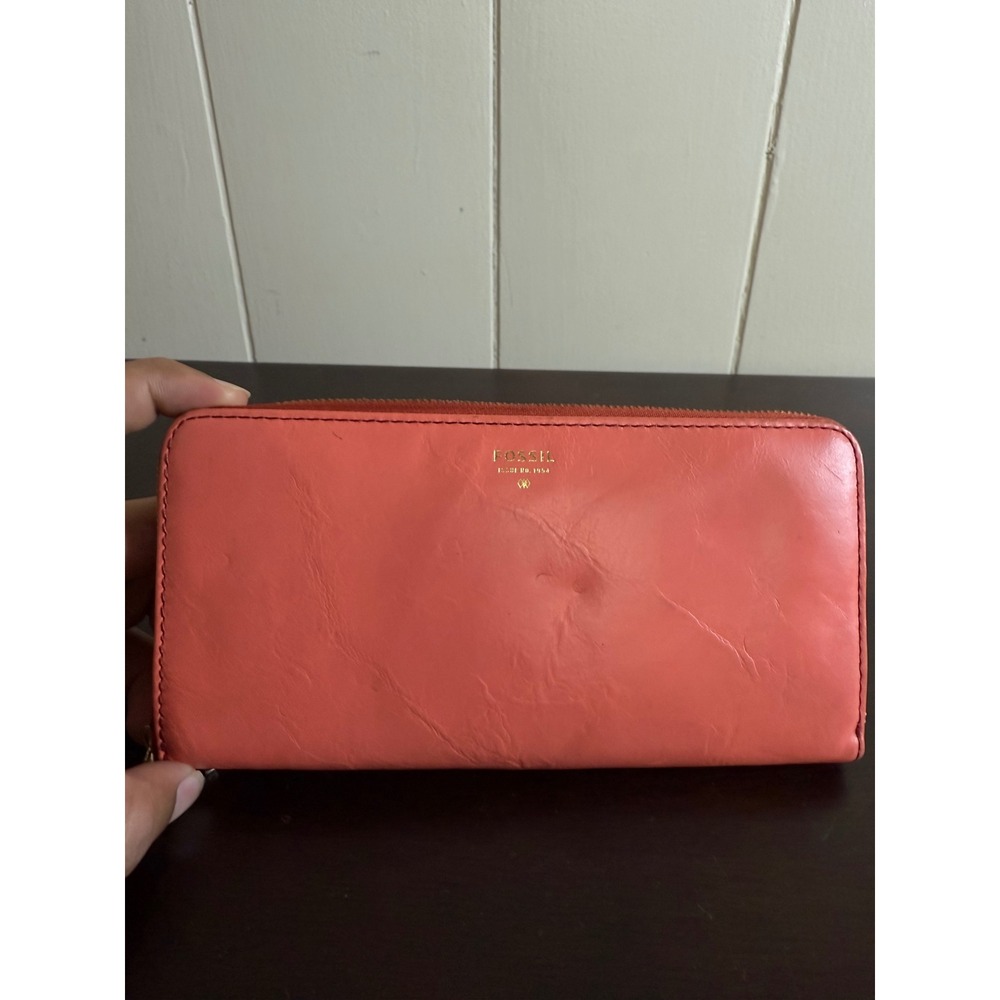 Fossil Wallet Wristlet Clutch Women's Leather Zip Around